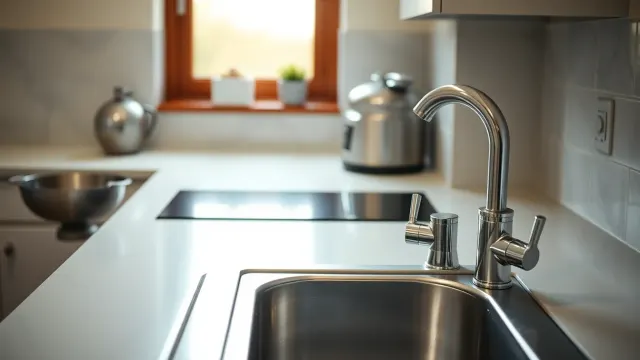 British kitchen sink with food strainer — prevent blocked kitchen drains in Poole